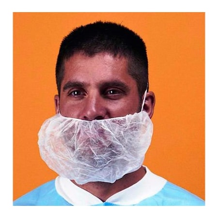 Keystone Safety Polypropylene Beard Cover, 100% Latex Free, White, 18", 100/Bag 112NWI-LRG-1BG